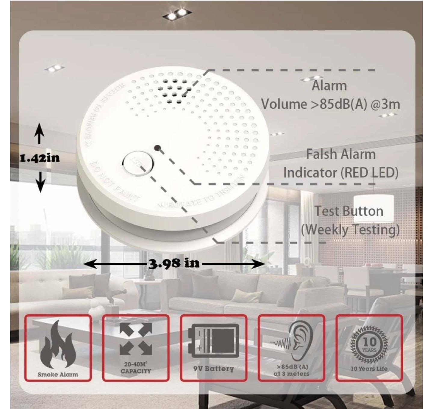 Smoke Alarm Detector- 4 pack - photo 3