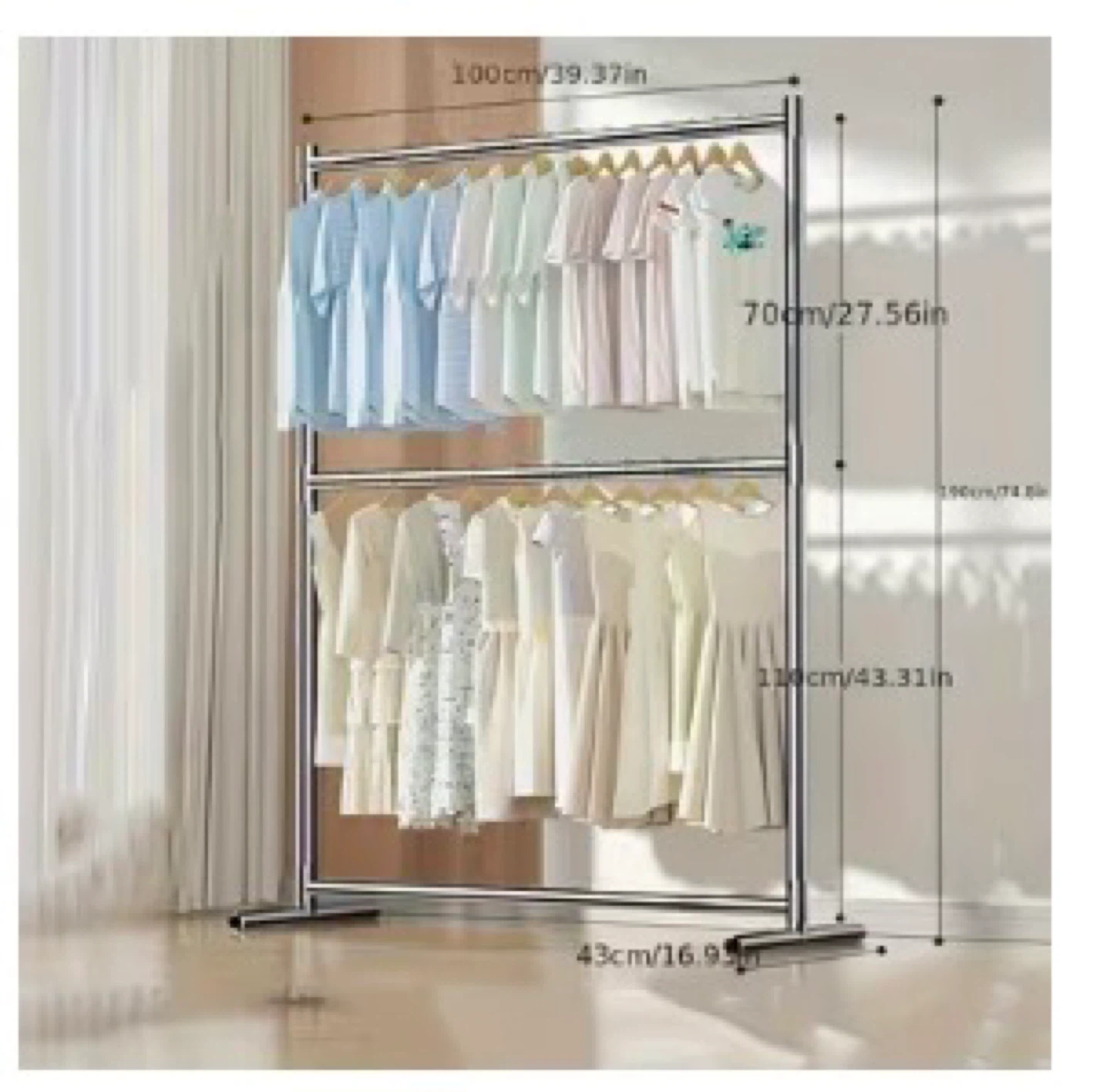 Expositor de ropa doble de 100 cm