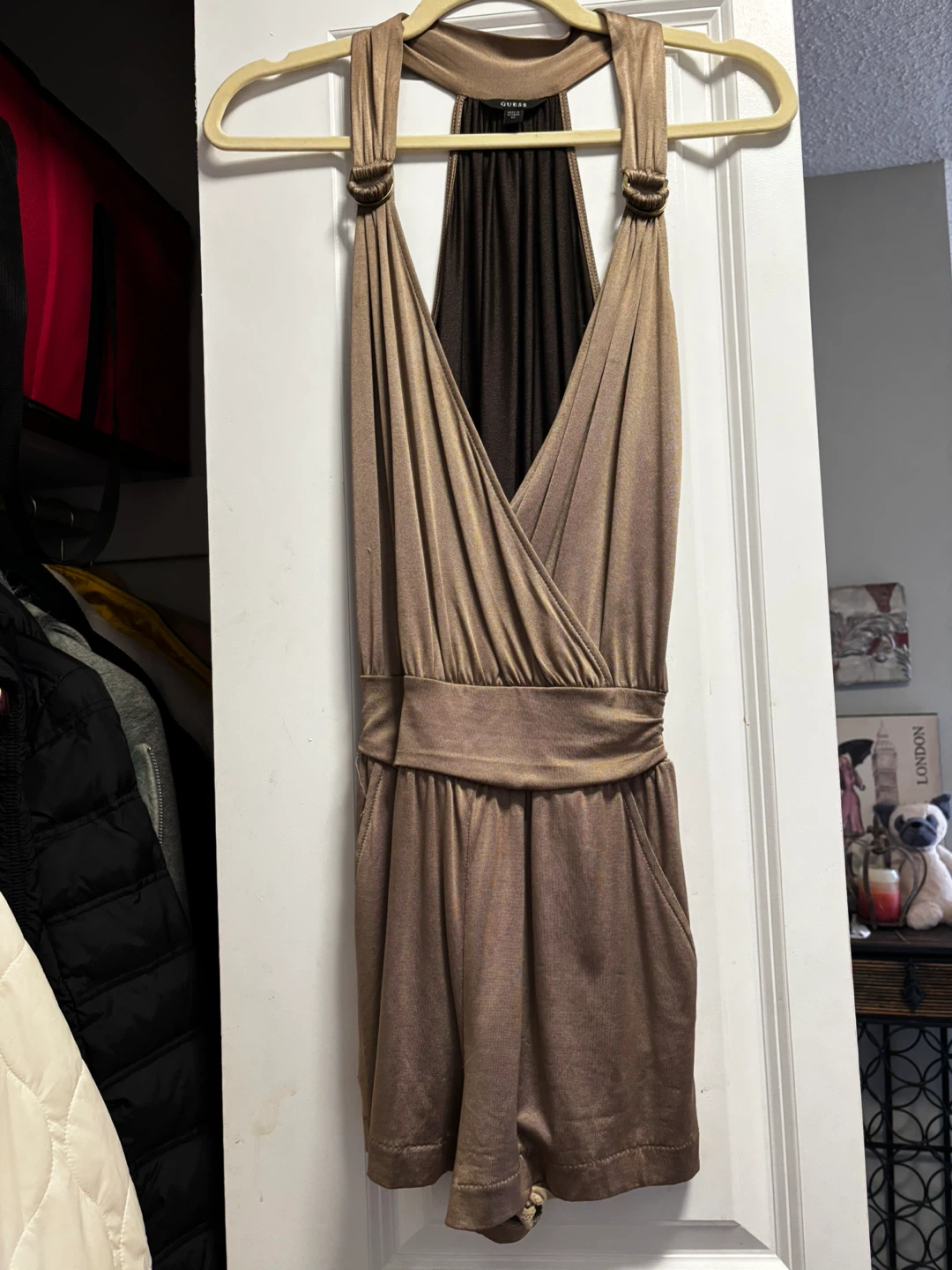 Bebe Gold Brown Halter Romper XS - photo 2