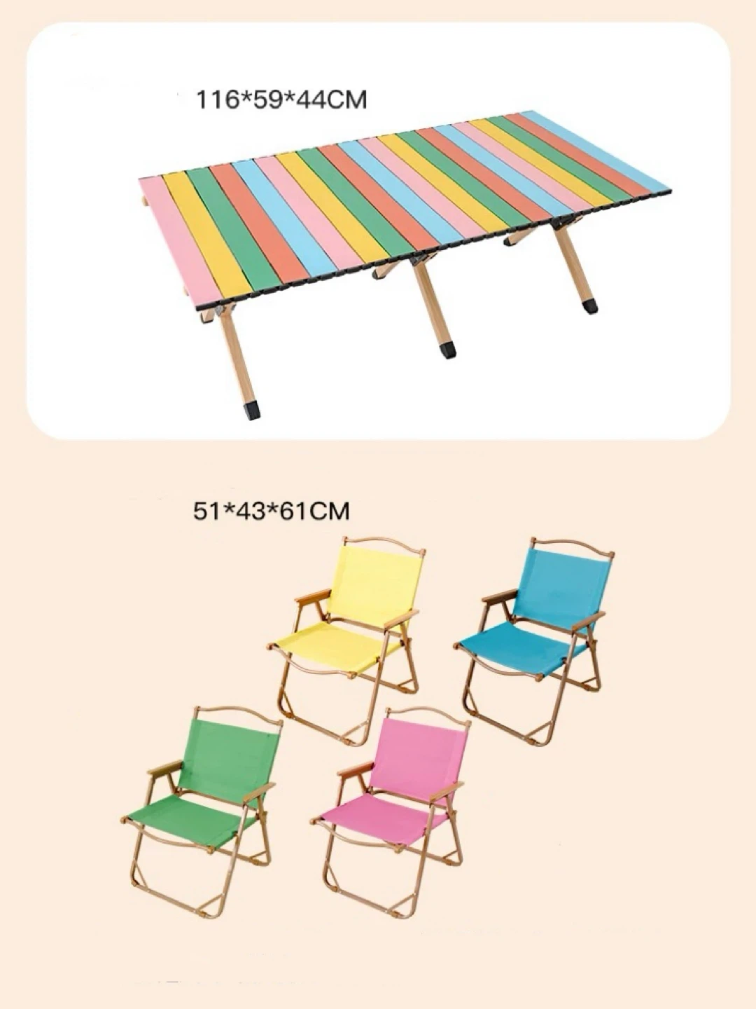 Portable Camping Table Set 4 Folding Chairs with Storage Bag - photo 3