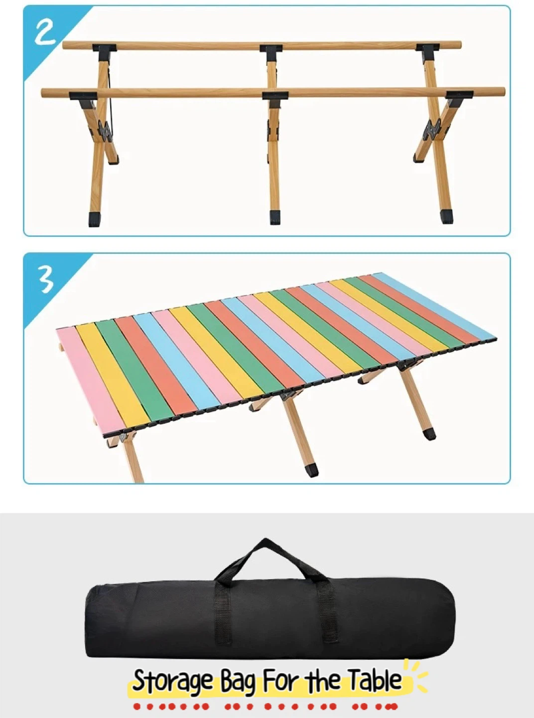 Portable Camping Table Set 4 Folding Chairs with Storage Bag - photo 5