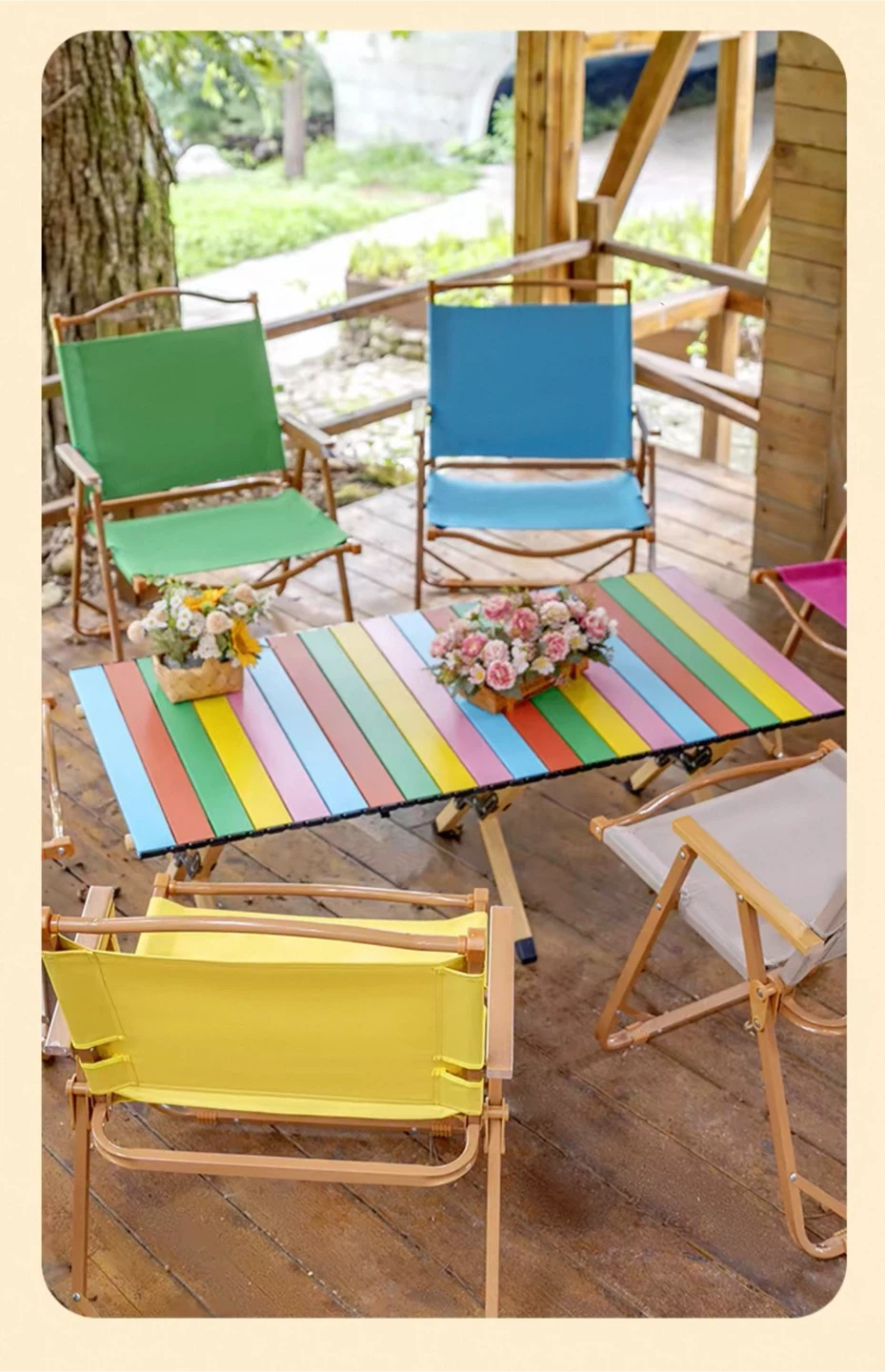 Portable Camping Table Set 4 Folding Chairs with Storage Bag - photo 2