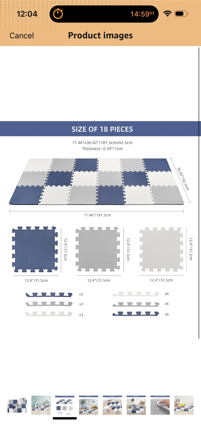 Interlocking Foam Floor Mats - 18 Piece Set