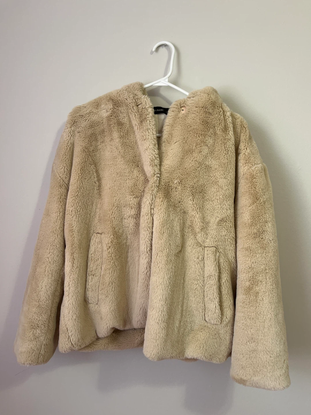 Zara Basic Faux Fur Hooded Jacket Size S