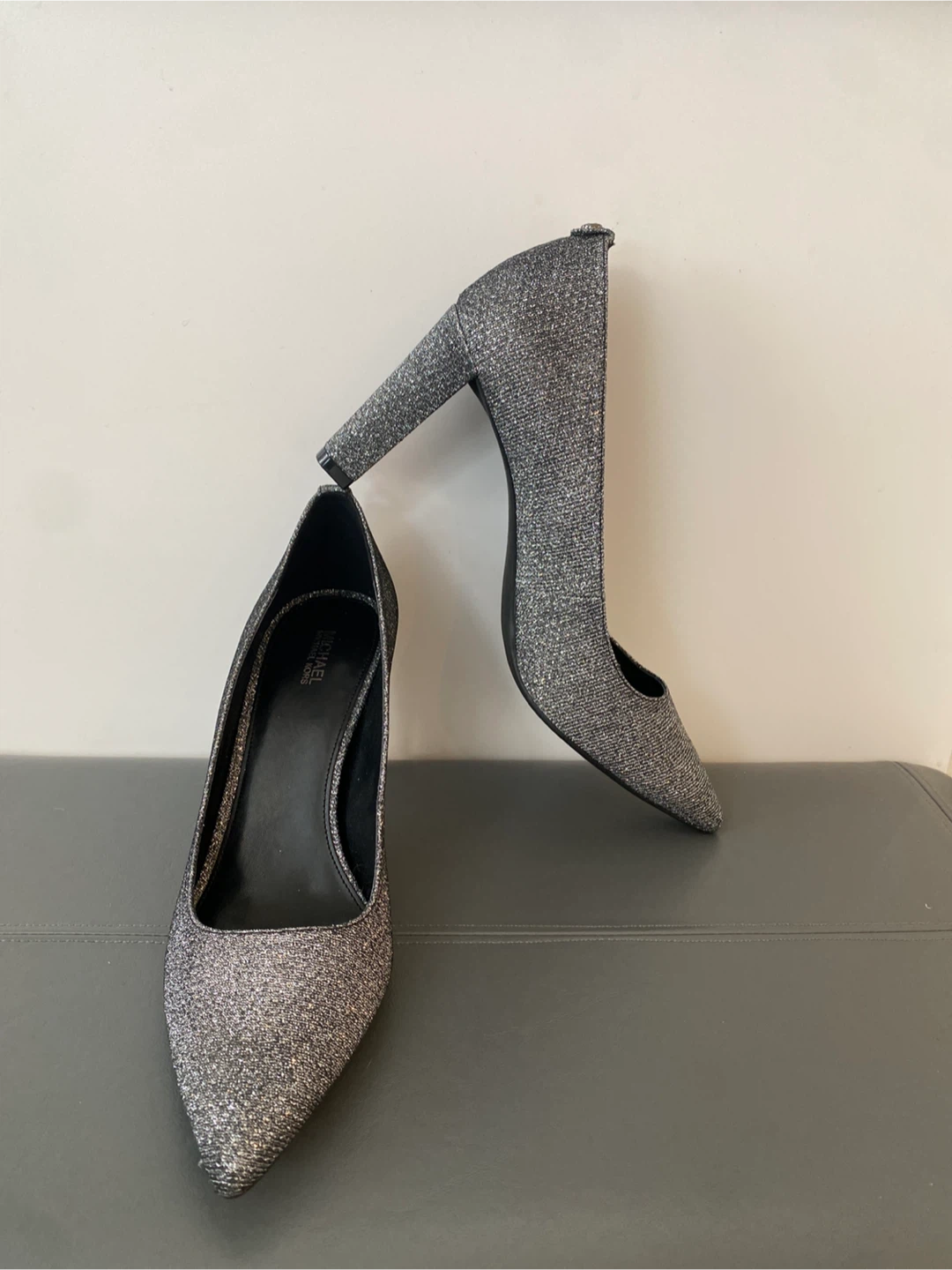 Michael Kors Silver Glitter Heels size 10