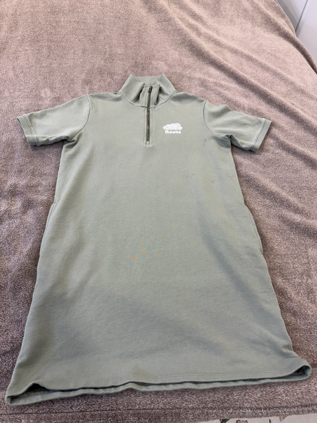 Roots Quarter Zip Sweatshirt Dress - Light Green - S/P - photo 3