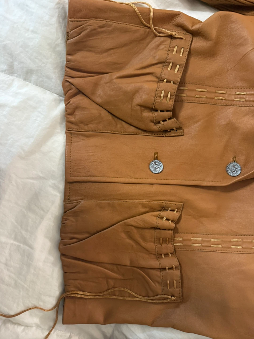 🥕ONE by ONE Girl Who genuine leather and knit jacket - photo 3