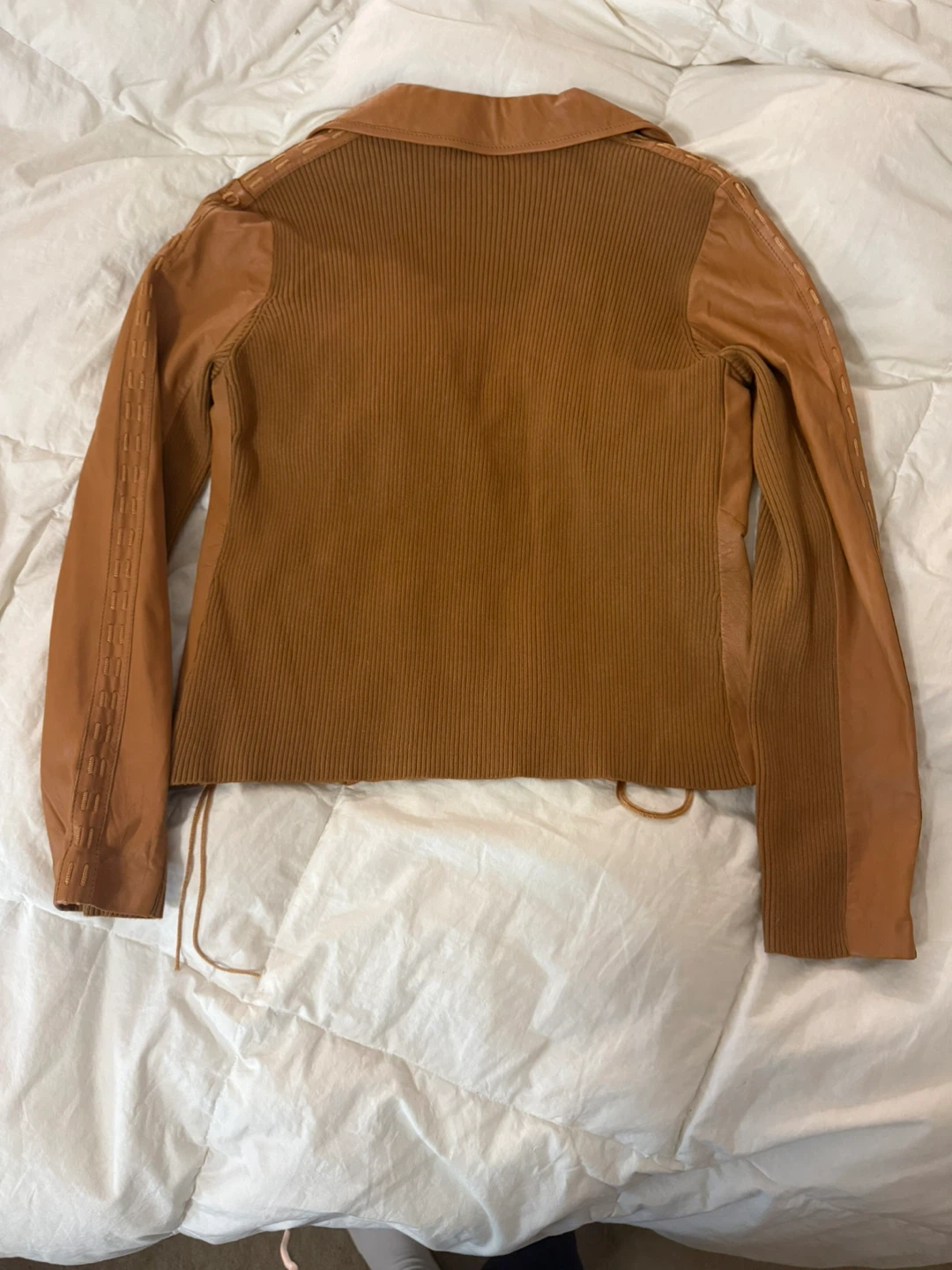 🥕ONE by ONE Girl Who genuine leather and knit jacket - photo 2