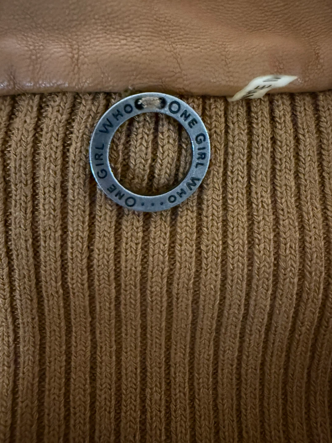 🥕ONE by ONE Girl Who genuine leather and knit jacket - photo 4