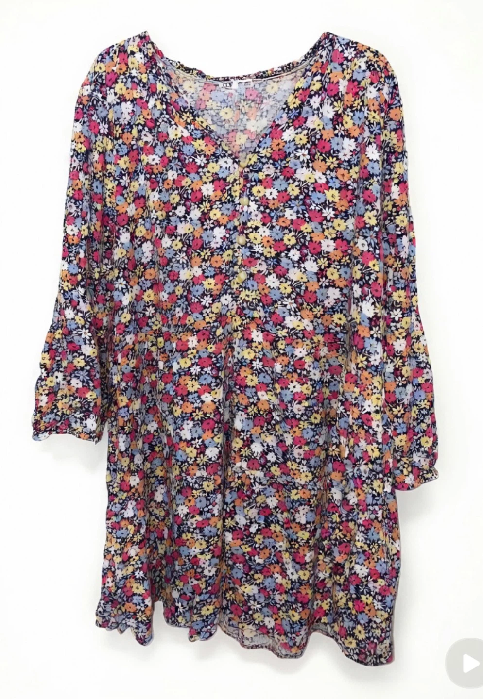 Women's Floral Print Long Sleeve Babydoll Dress - photo 2