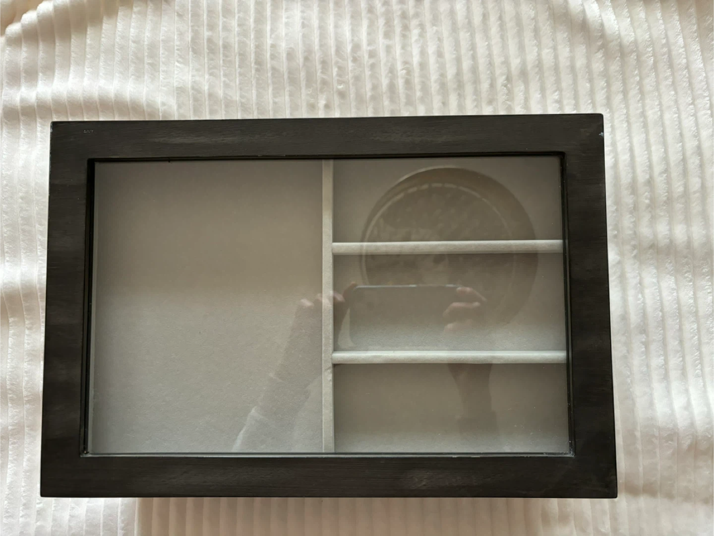 Dark Wood Jewellery Box with Glass Lid and Drawers - photo 3