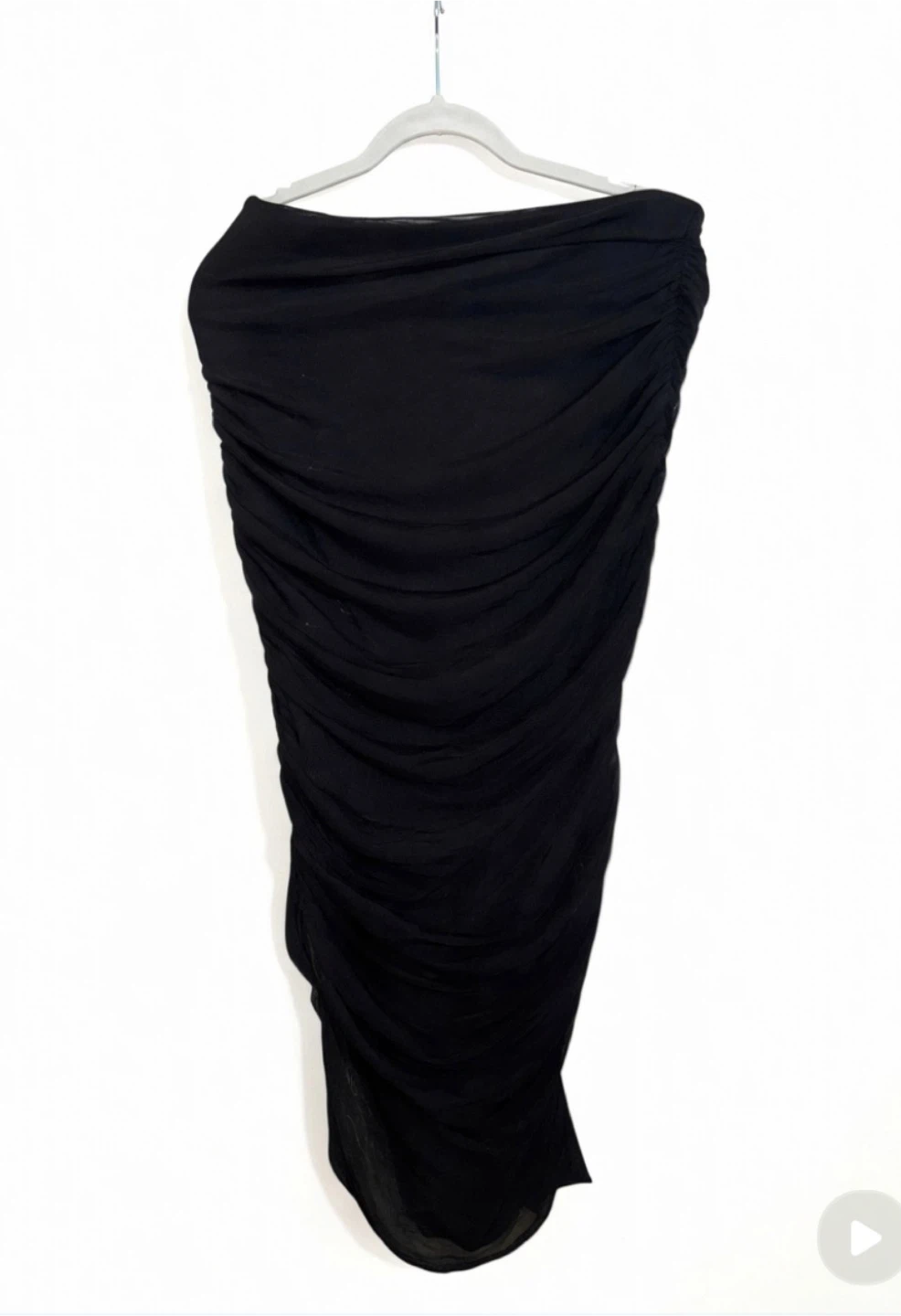 Black Ruched Midi Dress