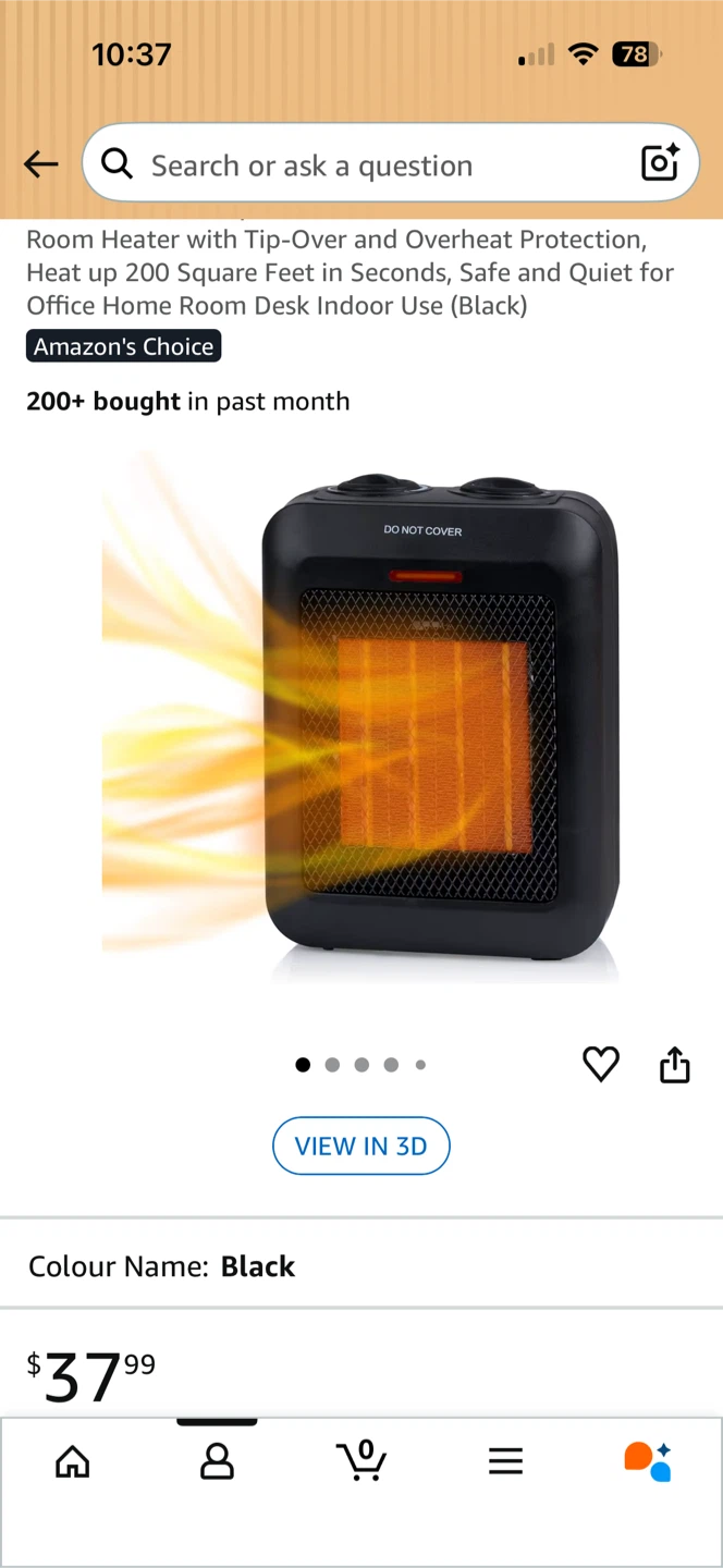 GiveBest Portable Ceramic Heater - Black
