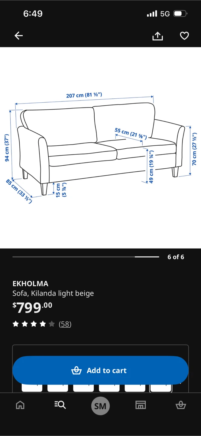 EKHOLMA Sofa, Kilanda Light Beige - photo 4