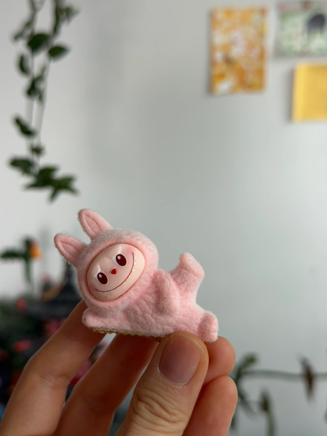 Pink Fuzzy labubu Hair Clip
