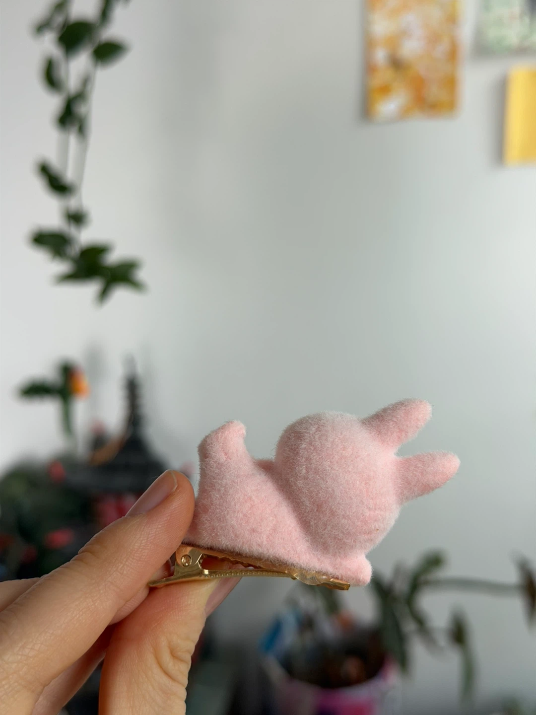 Pink Fuzzy labubu Hair Clip - photo 2
