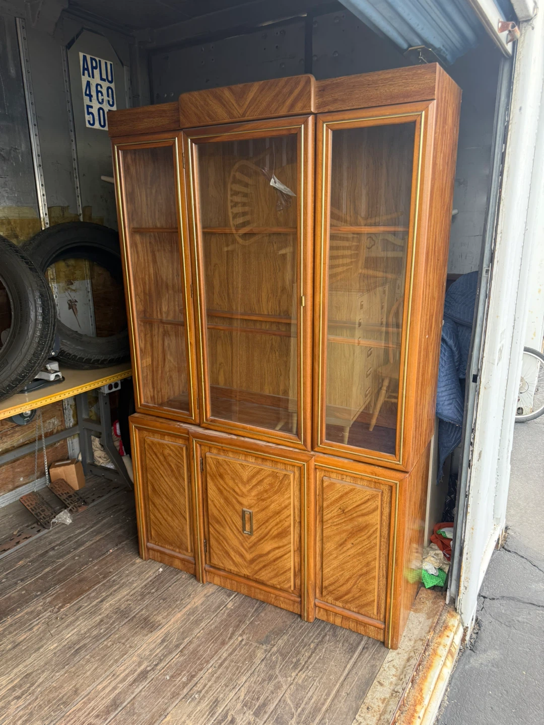 Vintage Wood and Glass Display Cabinet
