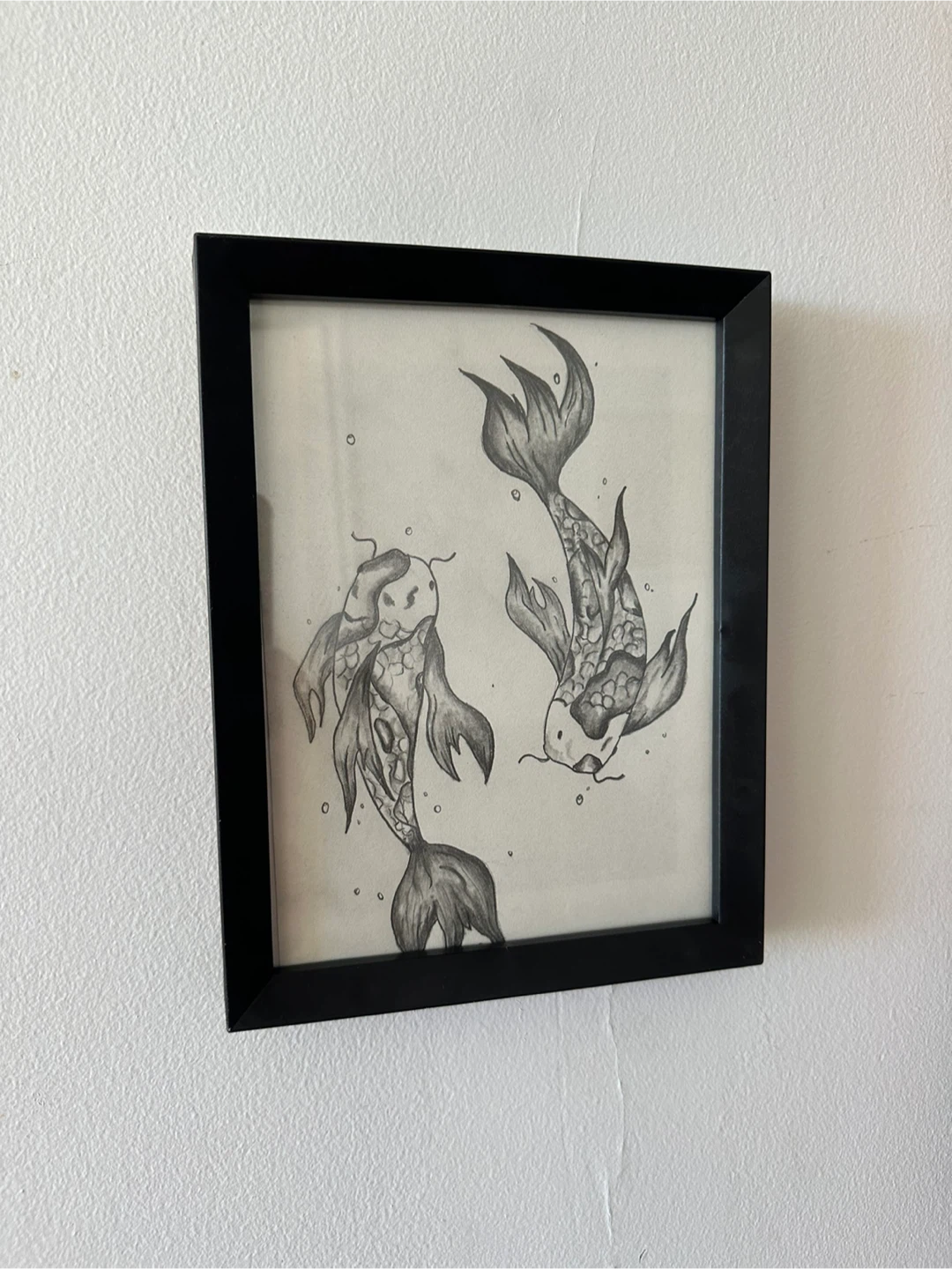 Framed Koi Fish Drawing