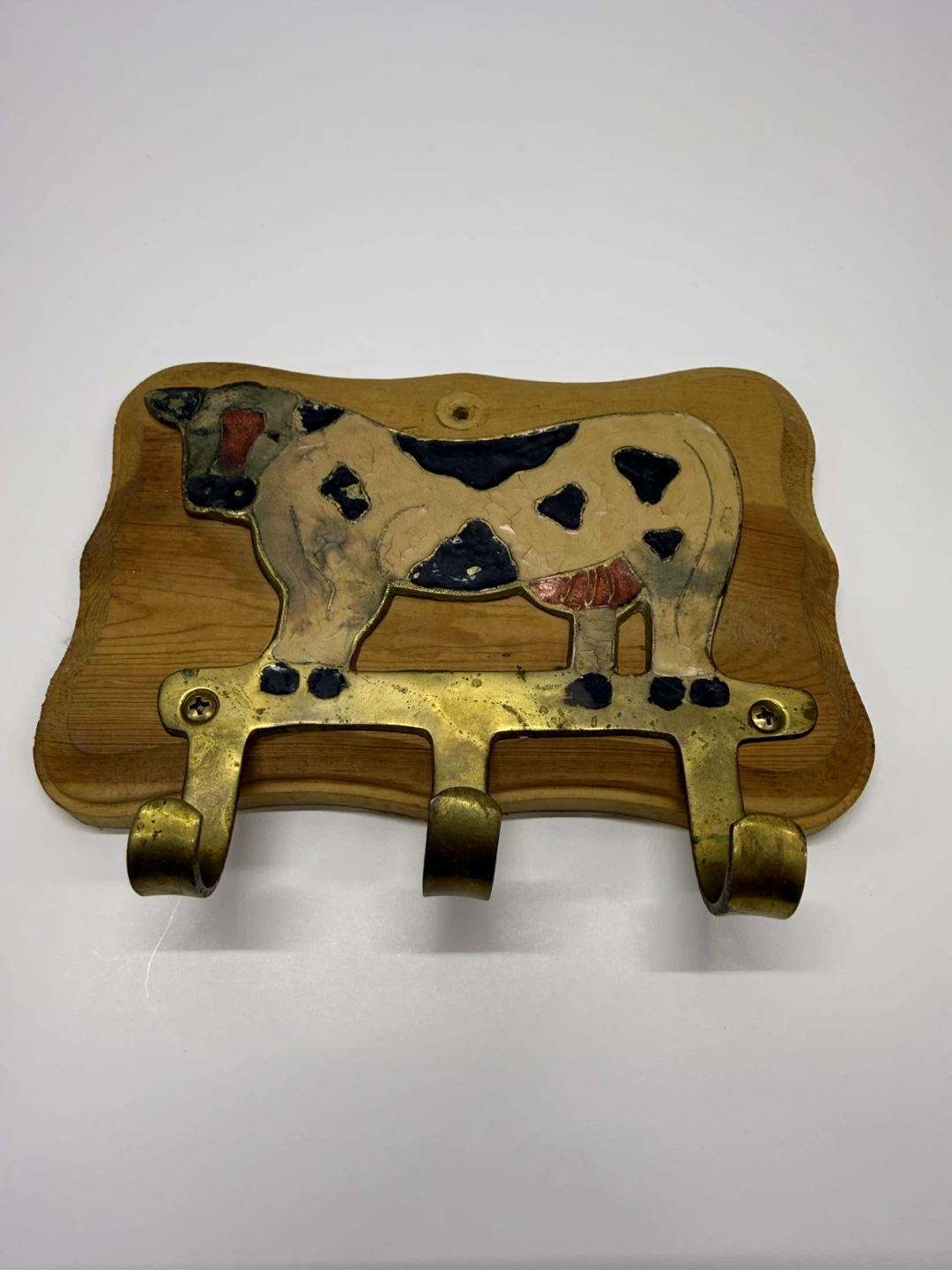 Wooden Wall Hook with Cow Design