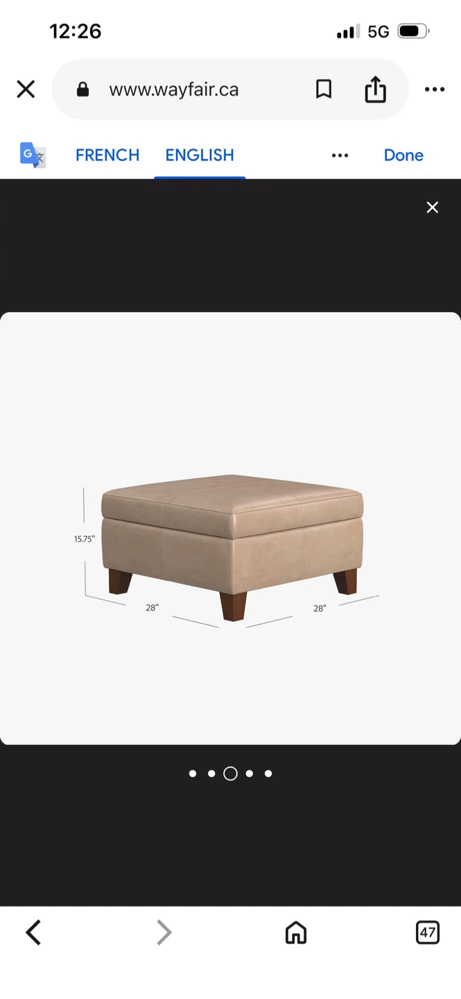 Gallup 28" Square Leather Storage Bench/Footrest - photo 3