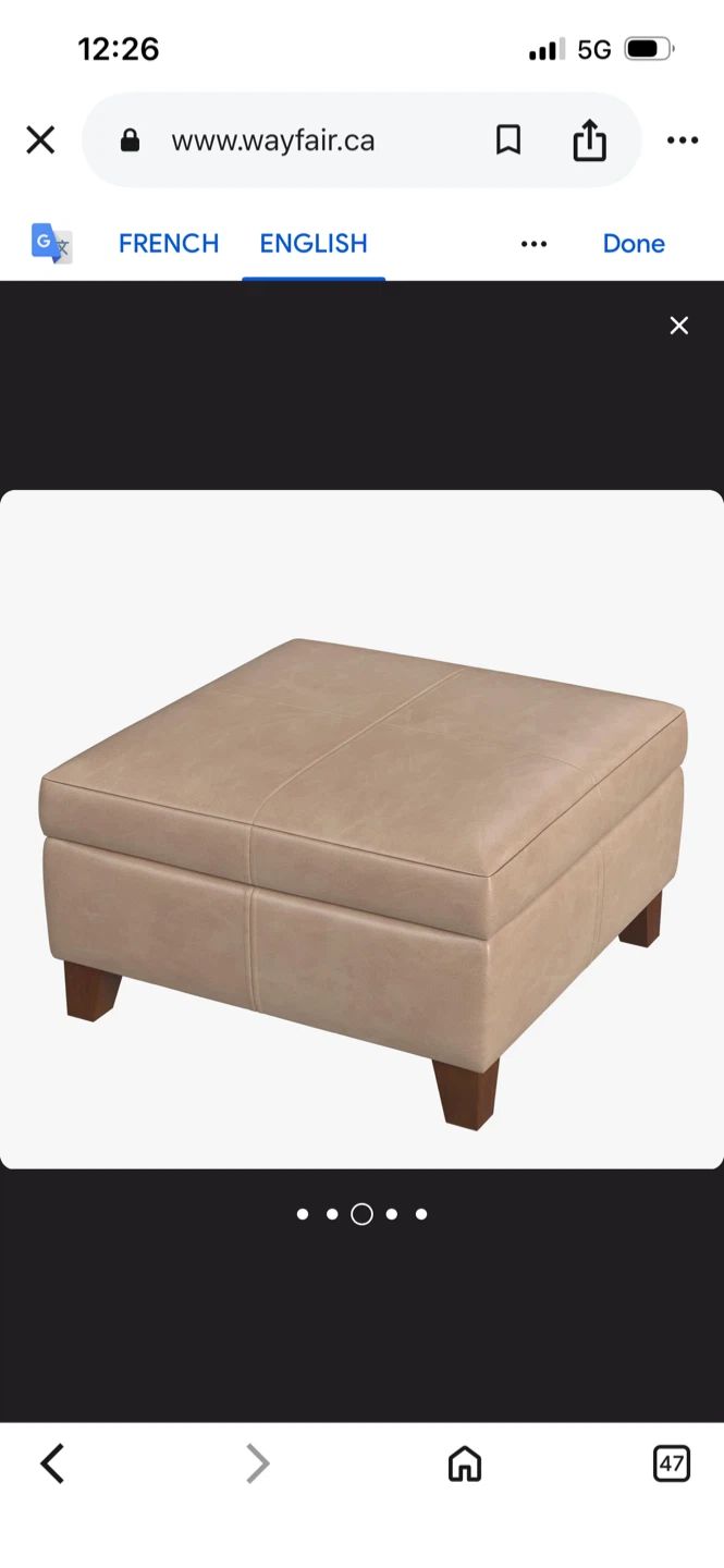 Gallup 28" Square Leather Storage Bench/Footrest