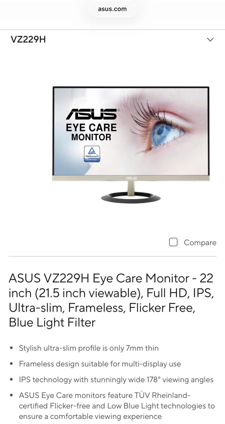 ASUS VZ229H Eye Care Monitor - 22 inch - photo 2