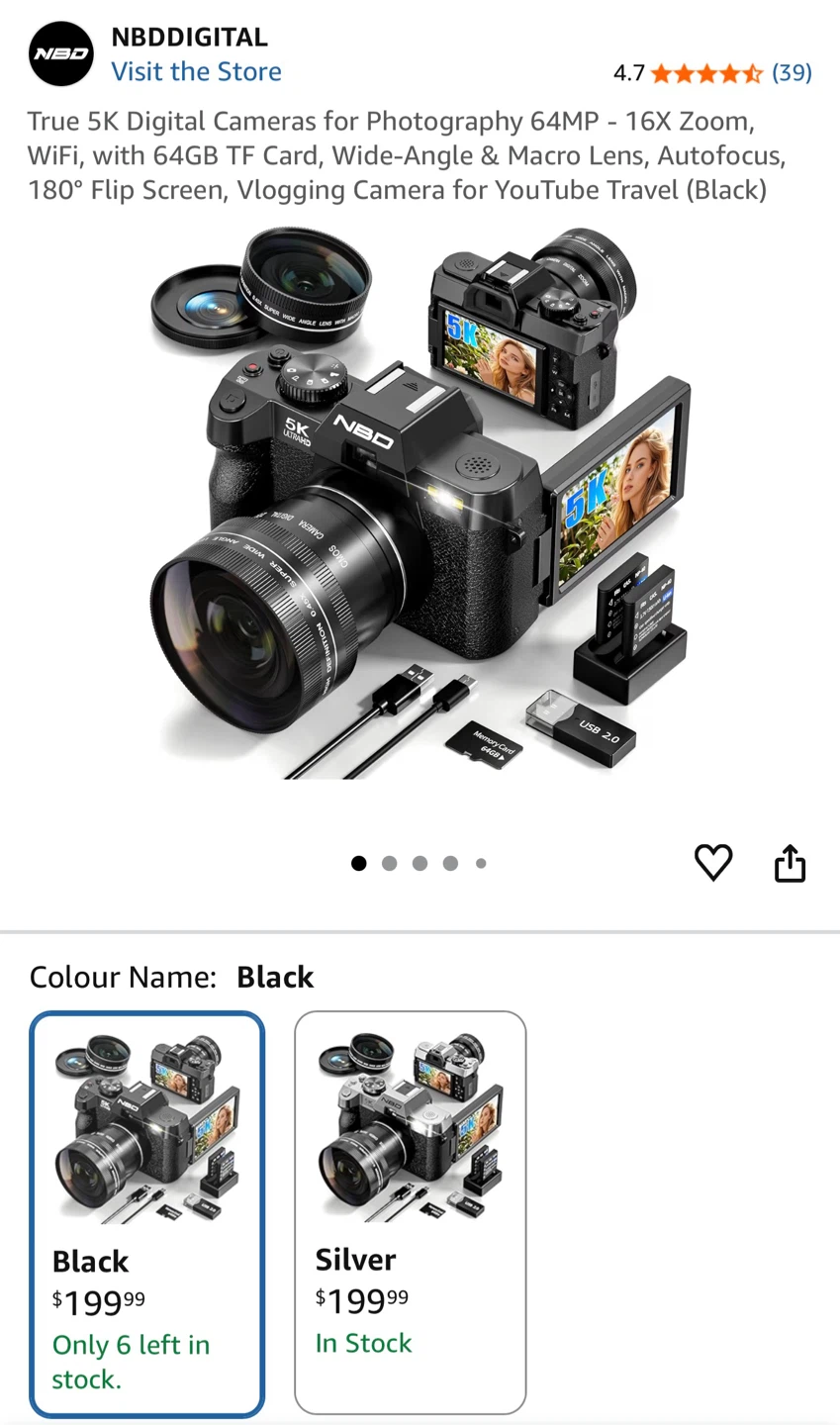NBDDIGITAL True 5K Digital Camera Sealed box never open - photo 2