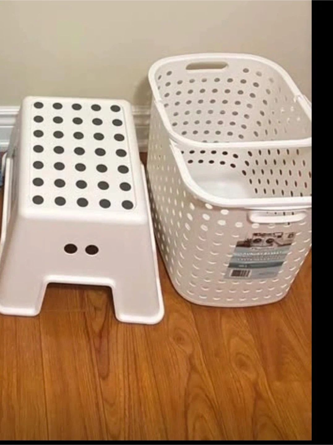 White Step Stool and Laundry Basket 🥕