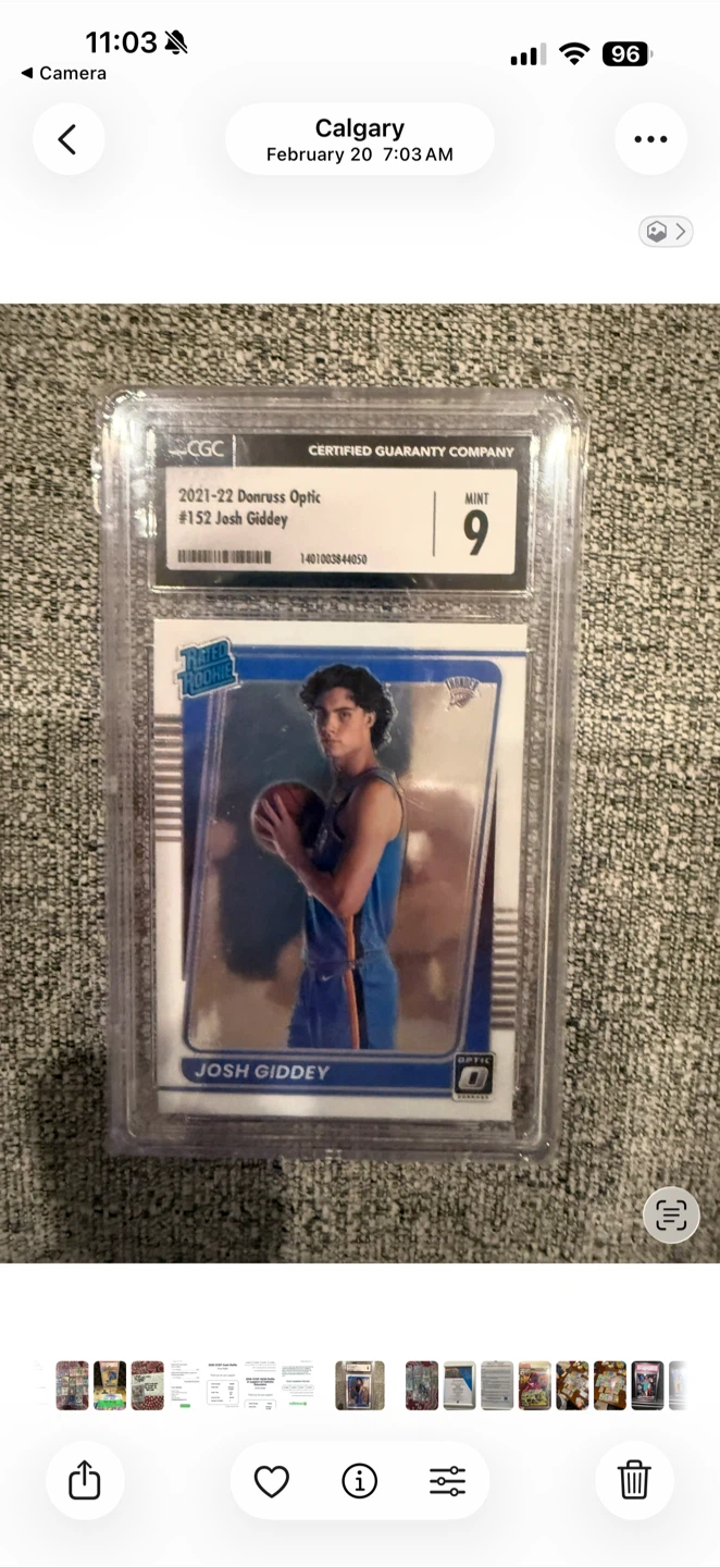 2021-22 Donruss Optic #152 Josh Giddey Rookie Card (CGC 9 Mint)