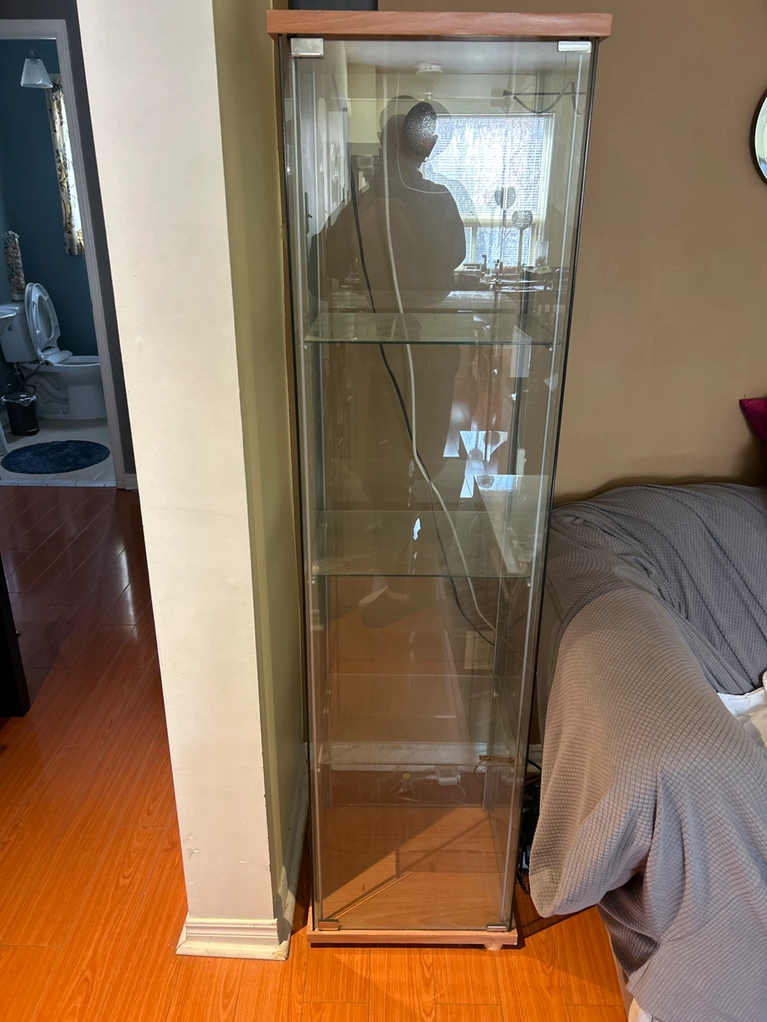 Glass Display Cabinet with Wooden Trim