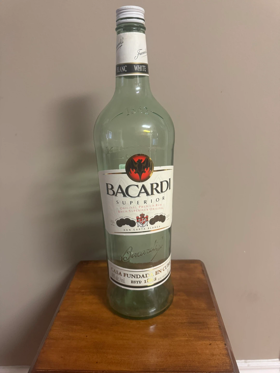EMPTY Giant Bacardi Rum Bottle - 3L