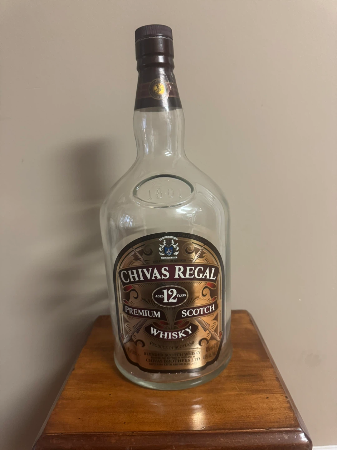 EMPTY Chivas Regal 12 Yr Scotch Whisky Bottle - 4.5 Litres