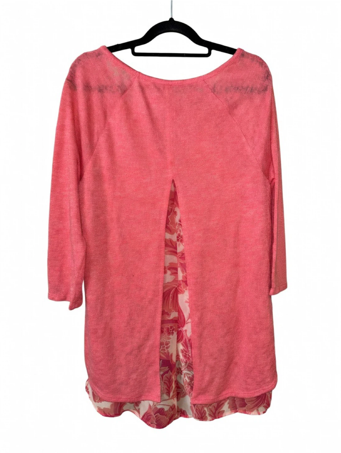 New York & Company Pink Floral Layered Tunic Top - photo 2