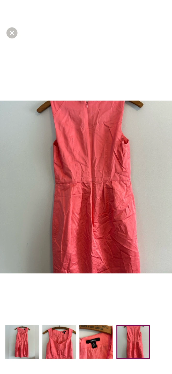 JACOB Coral Pink Sleeveless Sheath Dress Size 2 - photo 4
