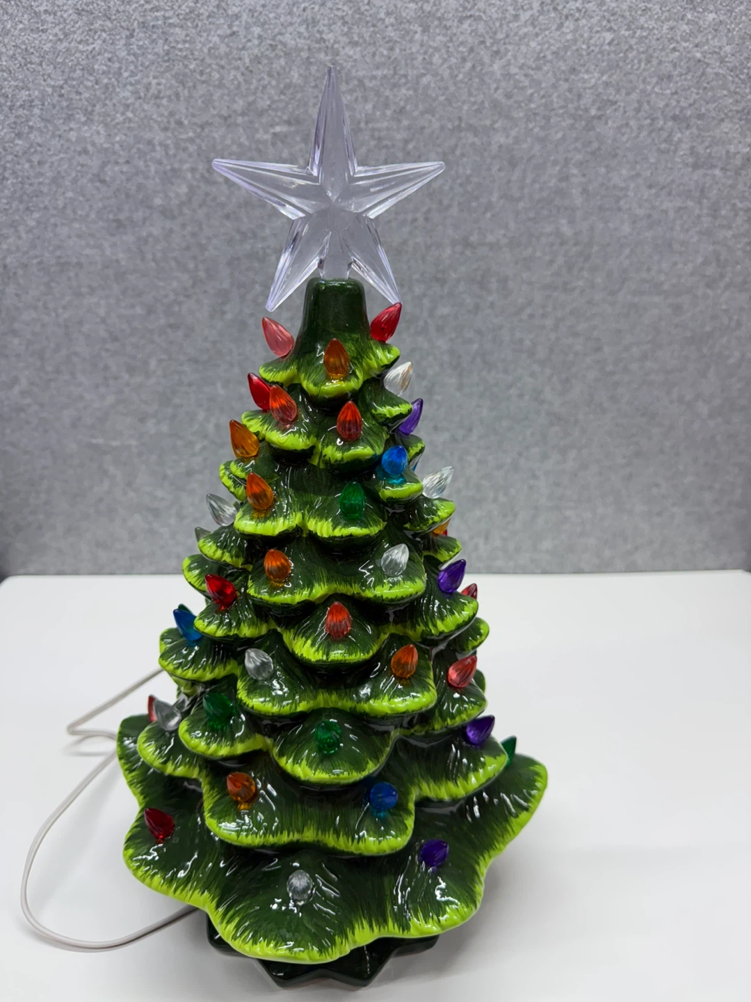 Vintage Ceramic Christmas Tree with Star Topper - photo 3