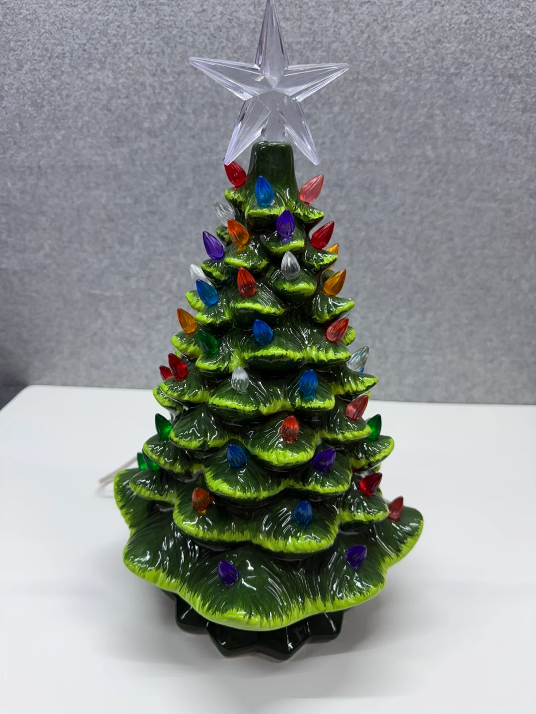 Vintage Ceramic Christmas Tree with Star Topper