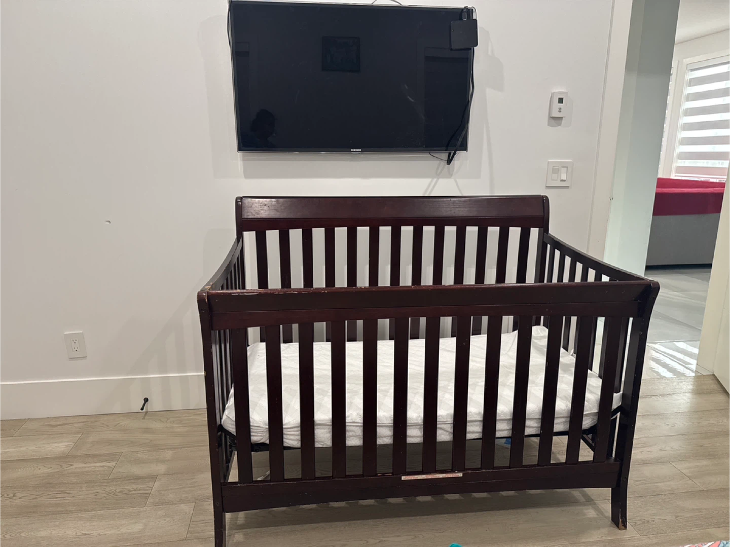 Wooden Baby Crib - Dark Brown
