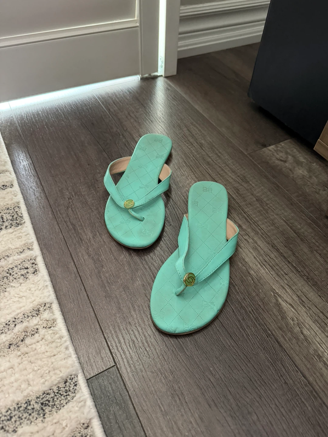 Aqua Quilted Flip Flops
