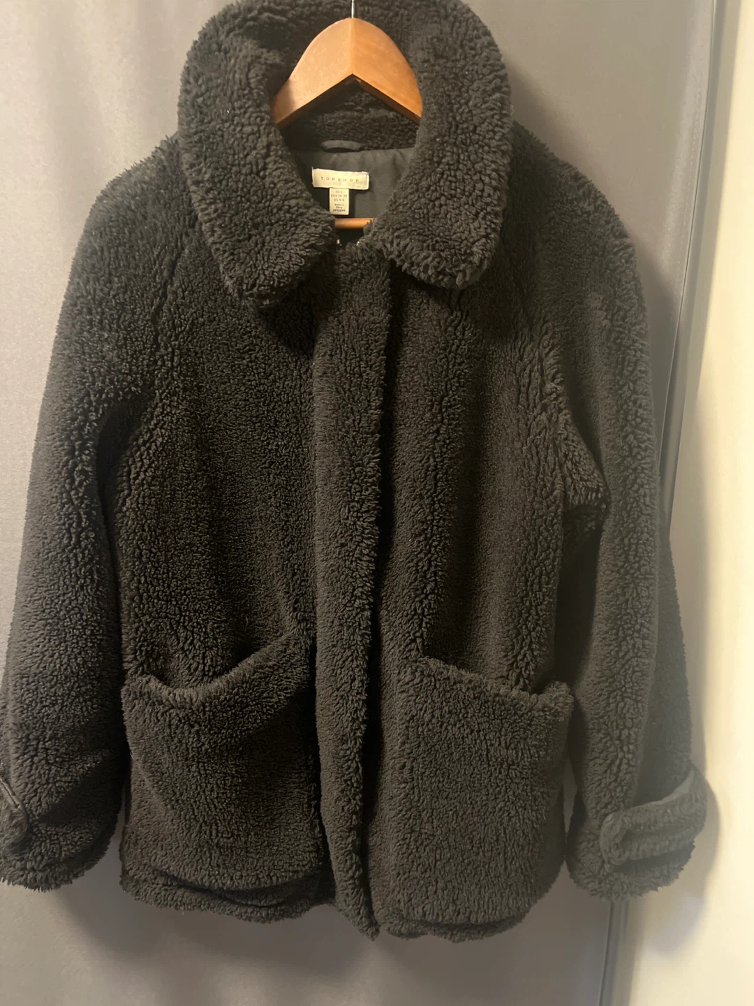 Topshop Black Teddy Borg Coat - photo 2