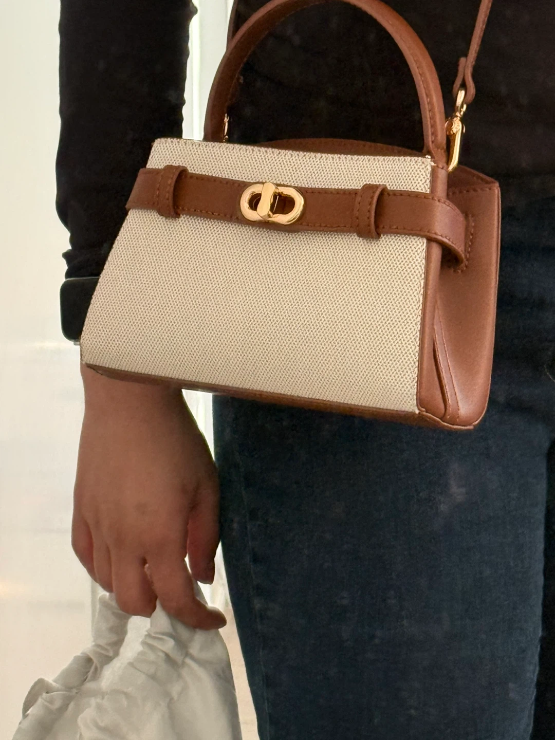 CHARLES & KEITH Canvas & Faux Leather Top Handle Bag - photo 3