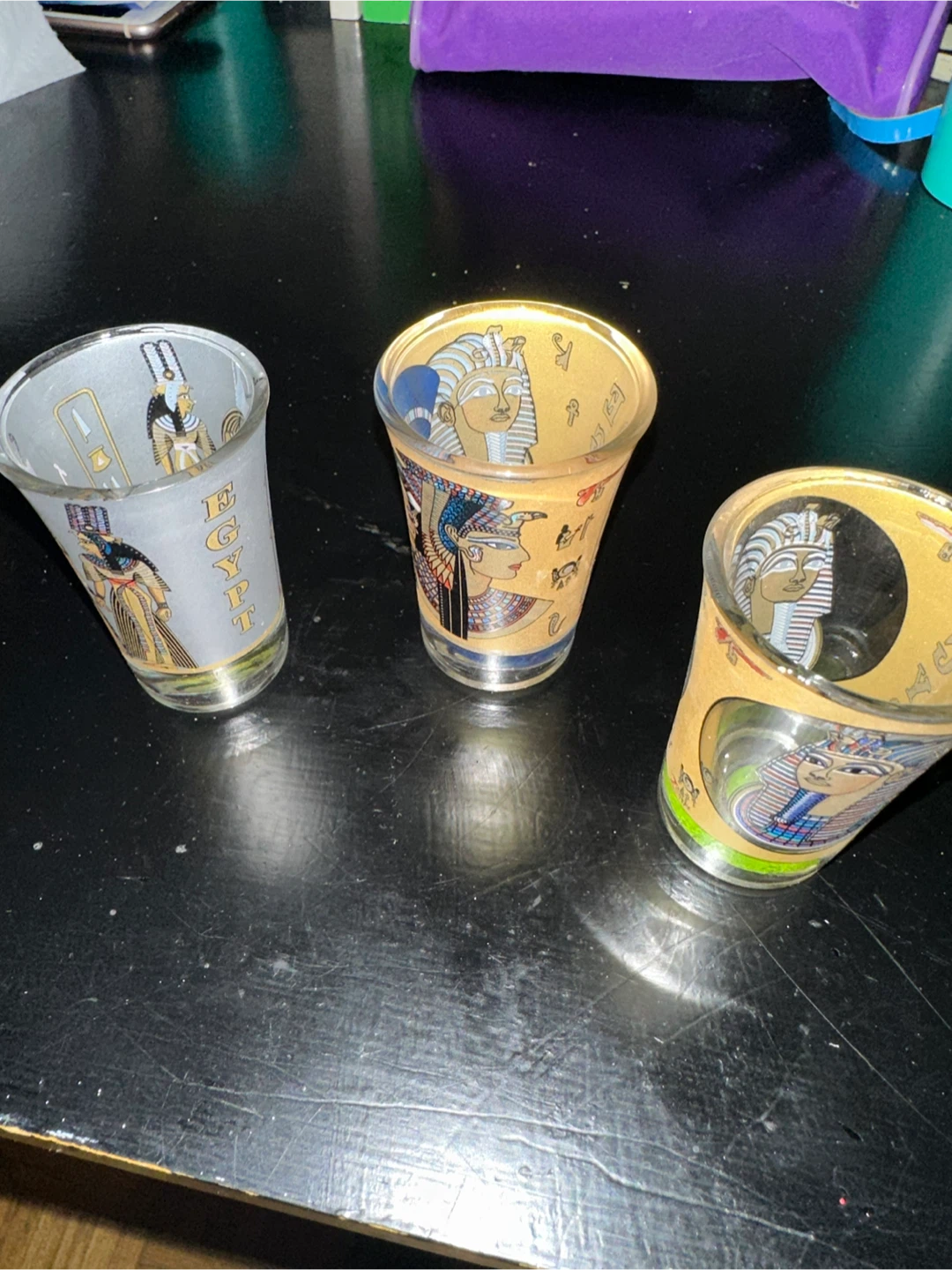 Set of 3 Egyptian Themed Shot Glasses - photo 5