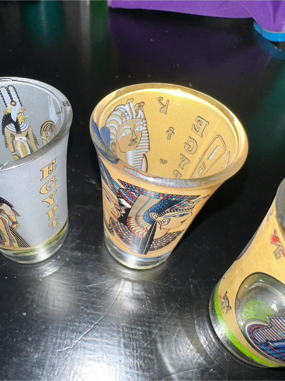 Set of 3 Egyptian Themed Shot Glasses - photo 2