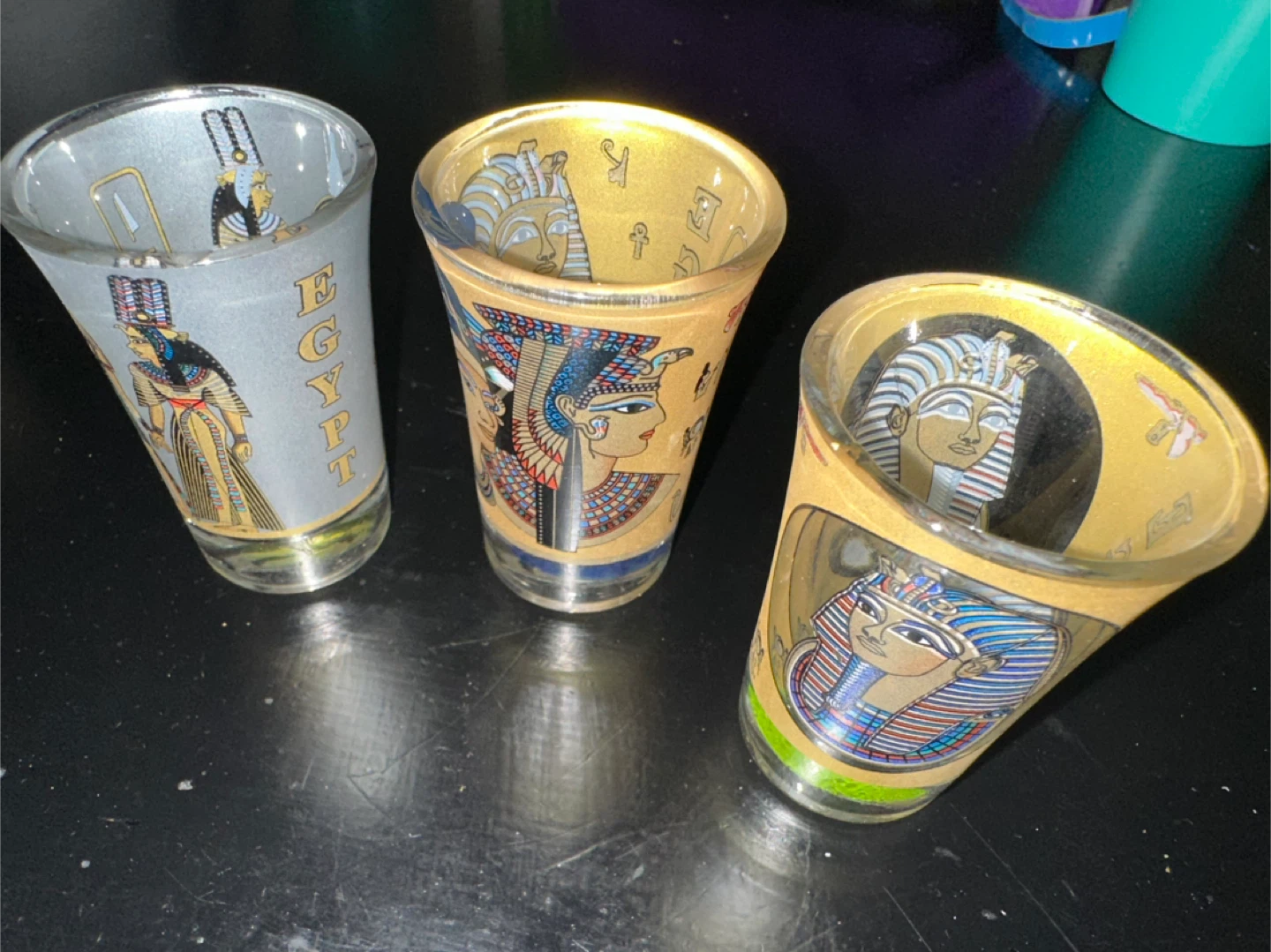 Set of 3 Egyptian Themed Shot Glasses - photo 4