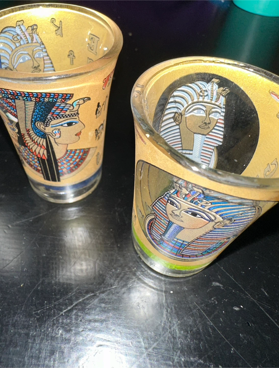 Set of 3 Egyptian Themed Shot Glasses