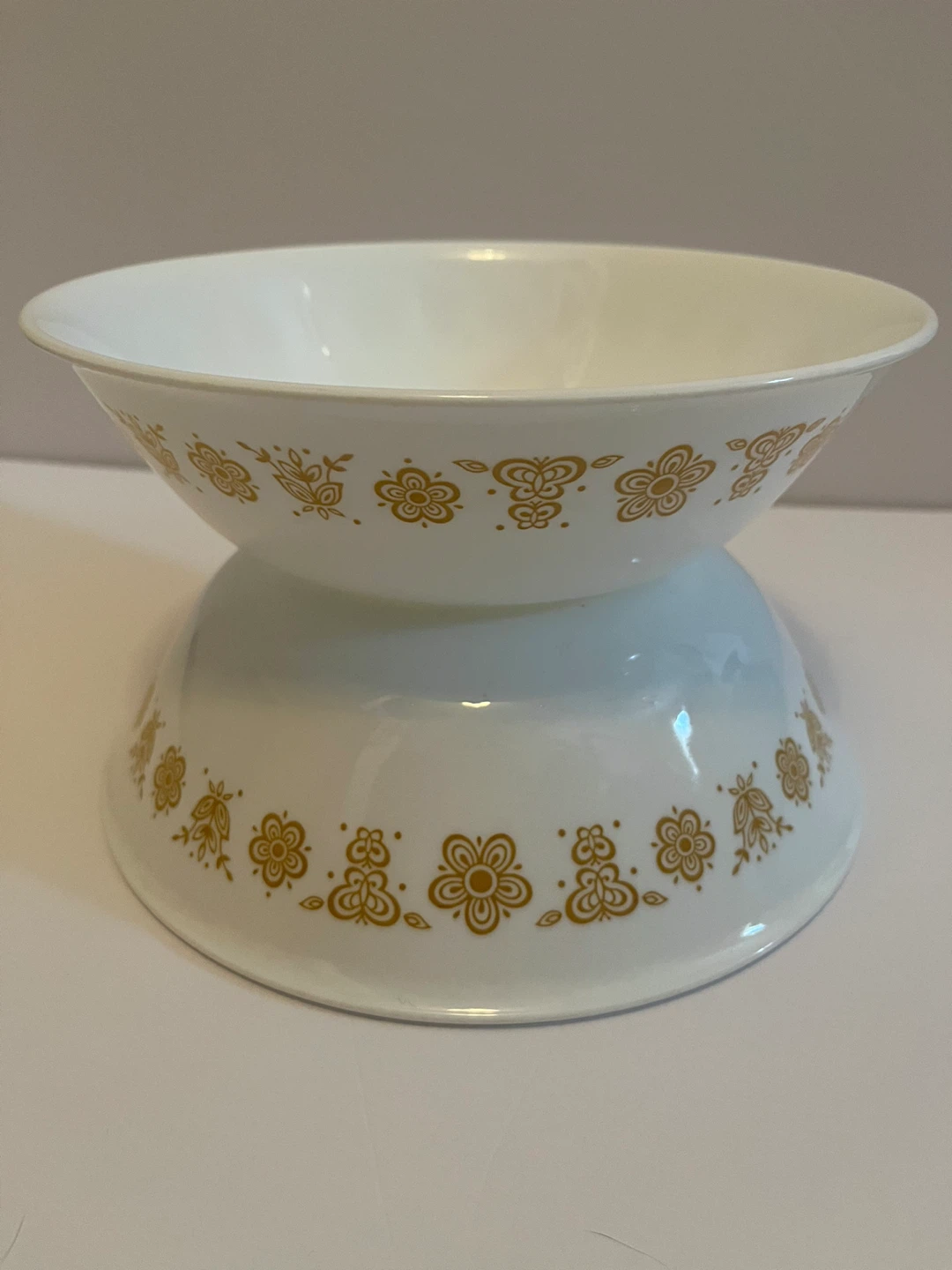 Corning Ware White Gold Floral Bowl