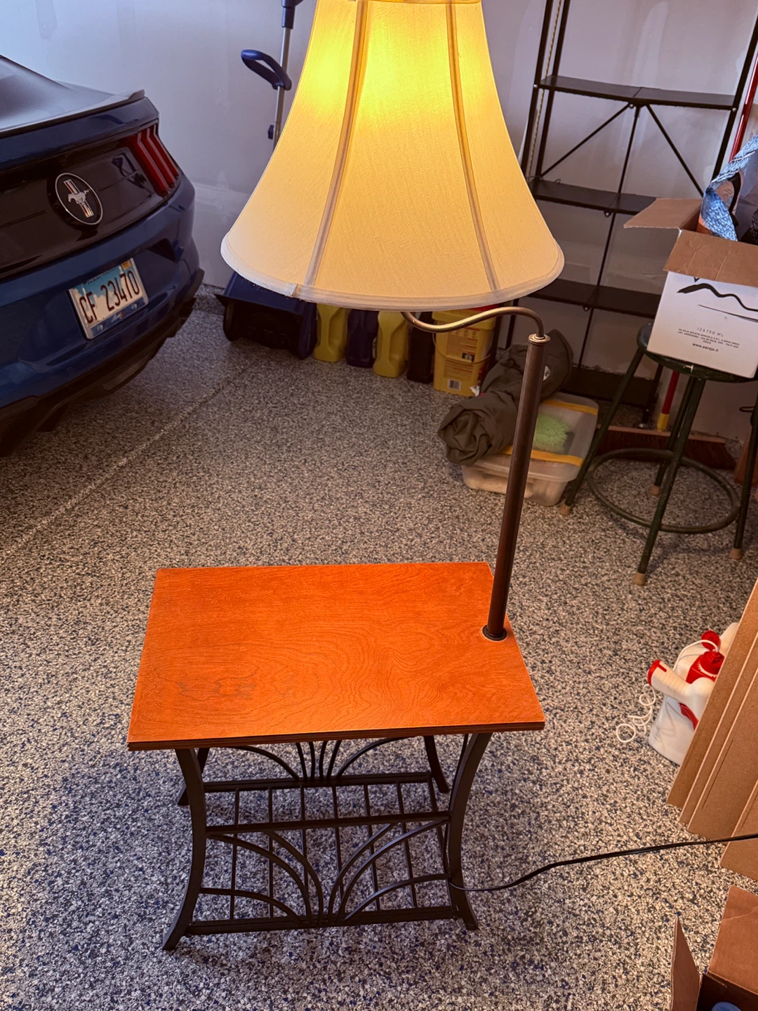 Table Lamp with Wood Top and Metal Base - photo 3