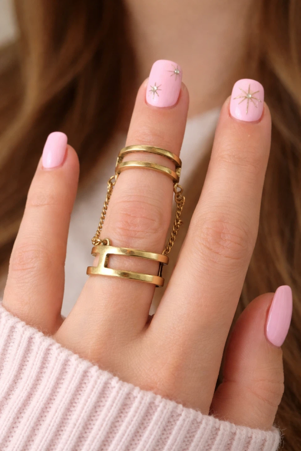 Jenny Bird Gold Double Ring with Chain