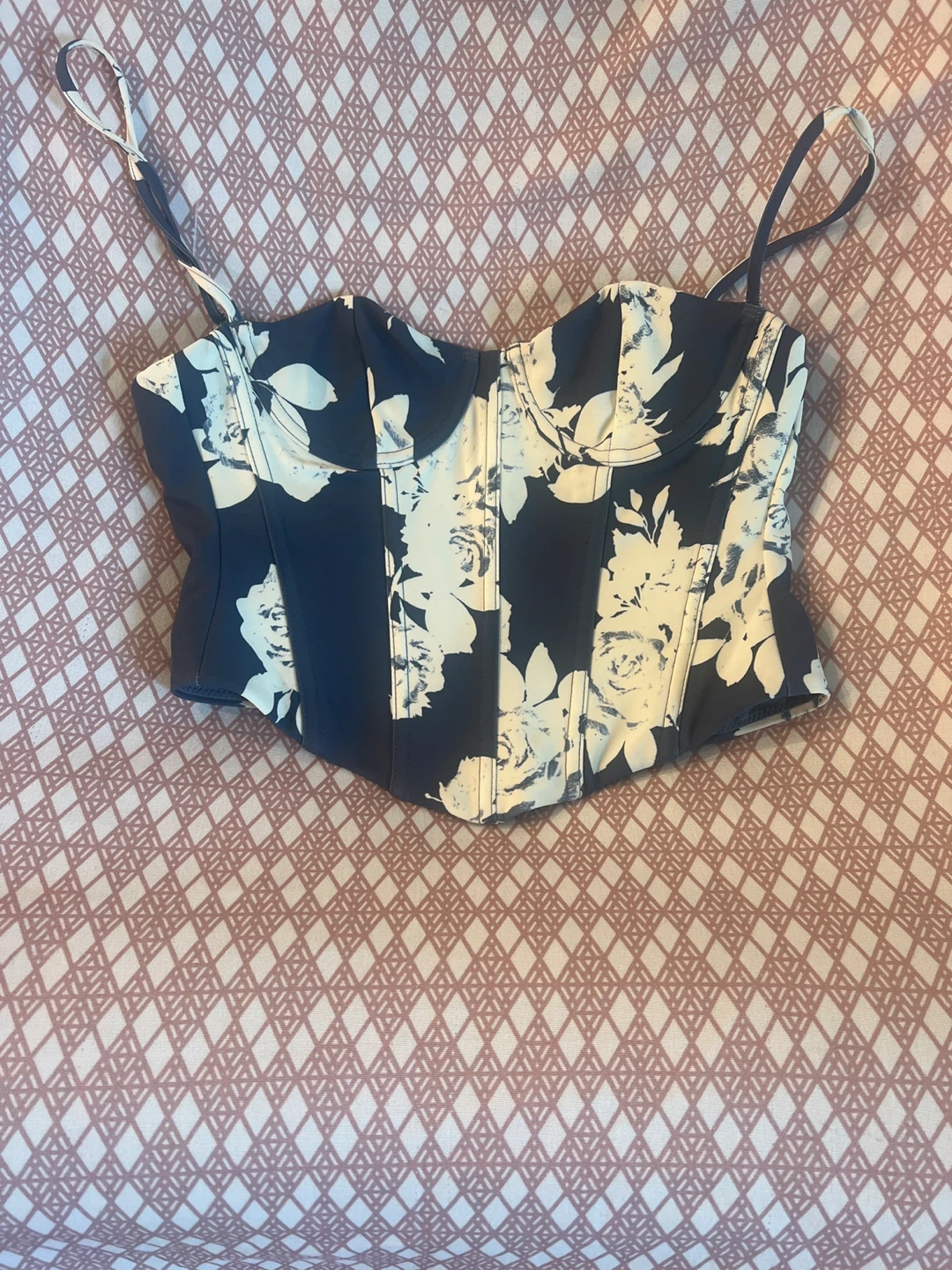 White Fox “In The Morning Bustier Navy Rose" Corset Top - XS - photo 2