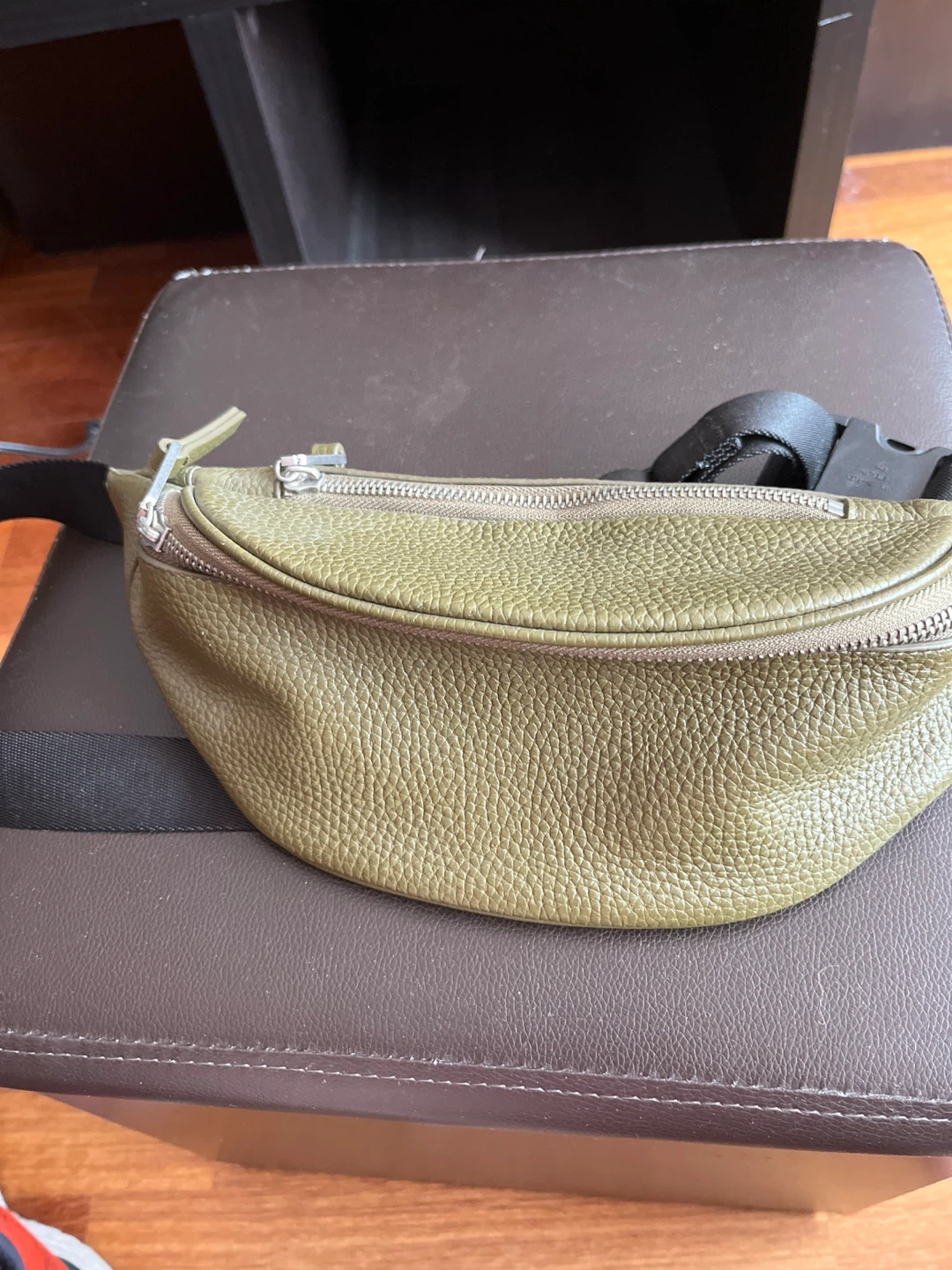 Olive Green Pebbled Leather Fanny Pack