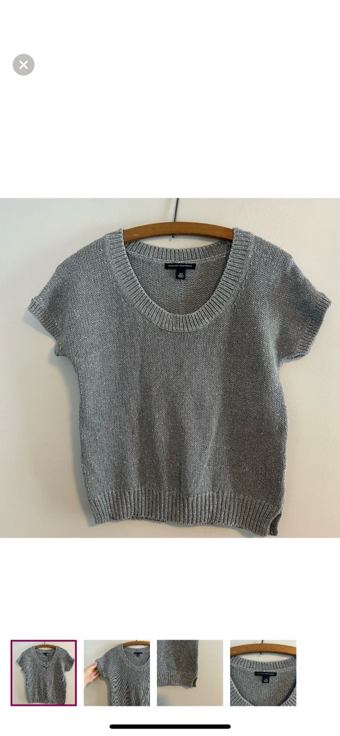 Banana Republic Grey Knit Short Sleeve Top Size S/P